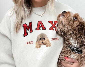 Koszulki z nadrukiem twarzy psa - haftowane bluzy z kapturem dla kobiet - koszulka z kotem - prezent dla mamy psa - spersonalizowany prezent urodzinowy na pamiątkę dla miłośników zwierząt