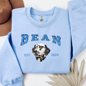 Custom Embroidered Dog Sweatshirt from Your Photo, Personalized Pet Face with Pet Name Hoodie, Custom Embroidery Pet Lover Crewneck Hoodie