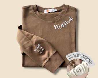 Bluza z haftem dla mamy z imieniem dziecka, spersonalizowany okrągły dekolt dla mamy, spersonalizowany prezent dla mamy, prezent na Dzień Matki dla mamy