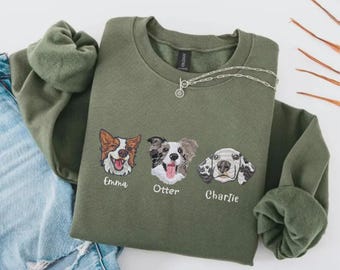 Bluza z nadrukiem portretu zwierzaka, spersonalizowana bluza z kapturem z haftowanym wizerunkiem psa lub kota, sweter upamiętniający zwierzaka, prezent świąteczny dla miłośników i właścicieli zwierząt