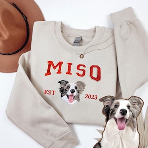 Benutzerdefiniertes Hundegesicht besticktes Sweatshirt, Hundeliebhaber Sweatshirt, Hundefoto bestickter Hoodie, Geschenk für Haustierliebhaber, Haustierstickerei-Pullover