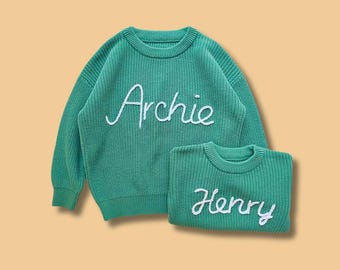 Personalized Baby Name Sweater, Baby Shower Gift, Custom Knit Kid Sweater, Newborn Gift, Embroidered Name Knit Sweater, Gift for kids
