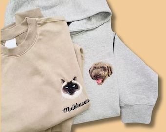 Bluza z haftem dla zwierząt, haftowana koszulka dla psa, spersonalizowana bluza z pyskiem i imieniem zwierzaka, prezent dla miłośników zwierząt, prezent dla mamy, prezent świąteczny