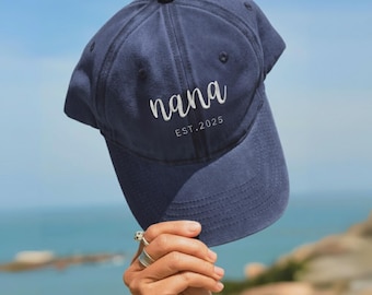 Personalizowana haftowana czapka babci, spersonalizowana czapka Mama Gigi Mommy Nana z datą, zabytkowa czapka baseballowa, prezent dla młodej mamy, taty, babci i dziadka