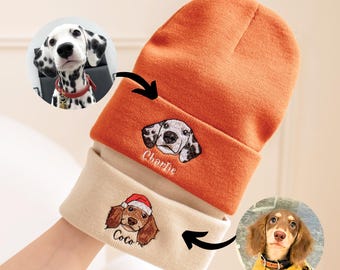 Embroidered Pet Beanie Birthday Gift For Her Custom Cat Beanie Hat Personalized Beanie Custom Pet Dog Beanie Hat Dog Mom Hat Christmas Gift
