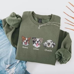 Custom Pet Embroidered Sweatshirt, Custom Embroidered Dog Hoodie, Personalized Pet Face and name Sweatshirt, Pet Lovers Gift, Gift for Mom