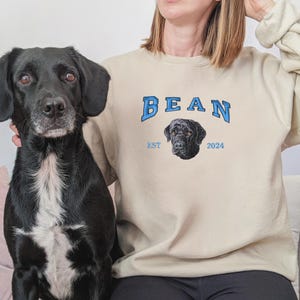 Custom Embroidered Dog Sweatshirt From Your Photo, Dog Cat Face Crewneck, Pet Sweatshirt With Pet Name, Pet Lover Memorial Gift for Pet Loss