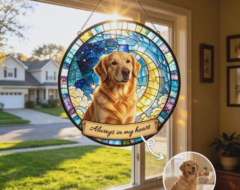 Custom Pet Memorial Suncatcher, Pet Portrait from Photo, Pet Loss Gift, Dog Memorial Gift, Personalized Pet Keepsake