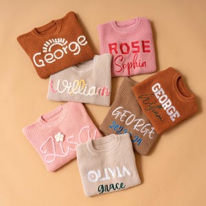 Baby Name Sweater, Baby Shower Gift, Personalized Kid Sweater, Newborn Gift, Custom Embroidered Name Knit Sweater, Christmas Gift for kids
