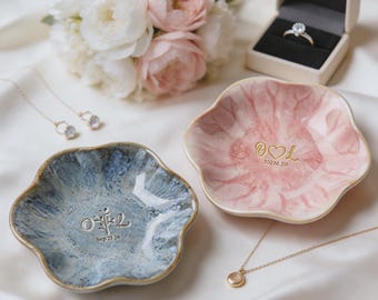 Custom Engagement Ringdish, Personalized Ceramic Trinket Tray Plate, Wedding Bestie Jewelry Dish, Best Friend Gift, Bestie Gift for Her