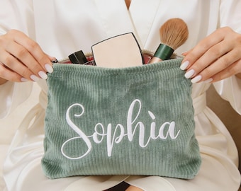 Personalizowana haftowana kosmetyczka z kordu, personalizowana kosmetyczka, prezent dla druhny