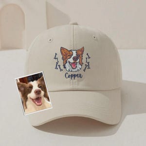Bestickte Haustier-Hut, personalisierte Hunde- und Katzenfoto-Dad-Cap, Haustier-Porträt-Baseball-Hut, Geschenk für Hund Mama Papa, Geschenk für Tierliebhaber