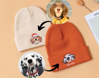 Spersonalizowana czapka z haftowanym psem, prezent urodzinowy dla niej, spersonalizowana czapka z kotem, spersonalizowana czapka z psem, czapka z psem i mamą, prezent świąteczny