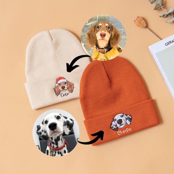 Custom Dog Embroidered Beanie Birthday Gift For Her Custom Cat Beanie Hat Personalized Beanie Pet Dog Beanie Hat Dog Mom Hat Christmas Gift