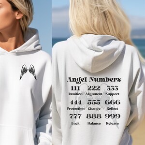 Angel Numbers Hoodie Angel Number 111 222 333 444 555 666 777 888 999 Spiritual Messages Higher Guidance Protection Angel Hoodie Gift