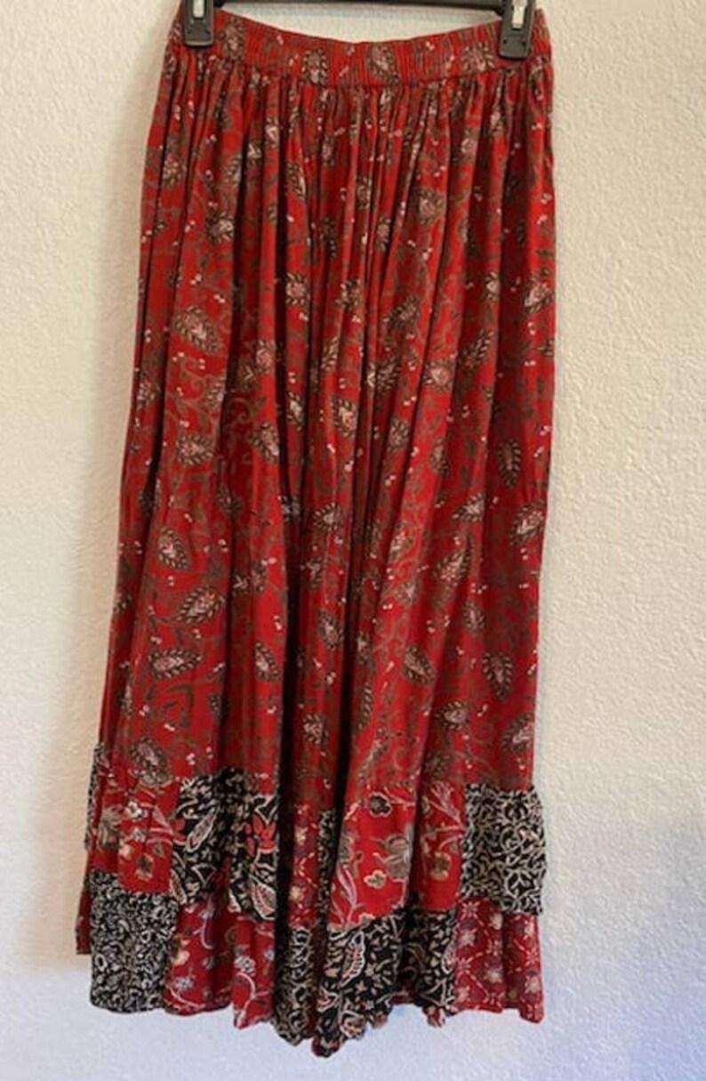 Vintage St. Johns Bay Broom Maxi Skirt Rayon Size Small Modest Etsy