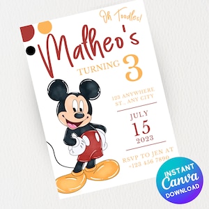 Invito di compleanno di Topolino modificabile Invito digitale Invito Mickey Mouse Clubhouse