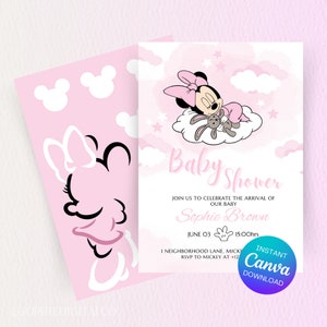 Editable Minnie Baby Shower Invitation, Minny mouse birthday party, Cute Invite Digital babyshower Invite| instant download