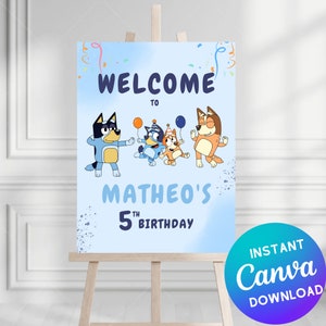 Editable Dog Birthday Welcome Poster 18x24 . Editable Custom Dog Party Template