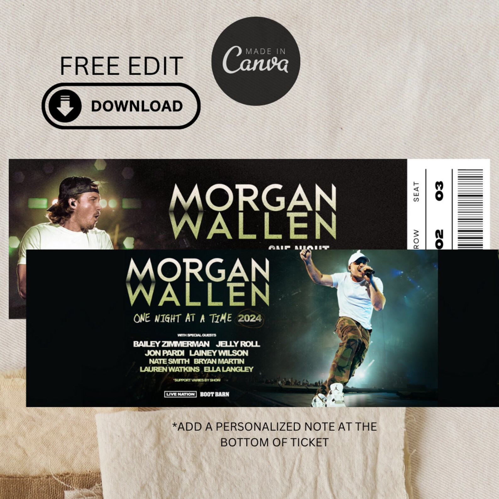 One Night at A Time Ticket Wallen Concert Etsy Canada