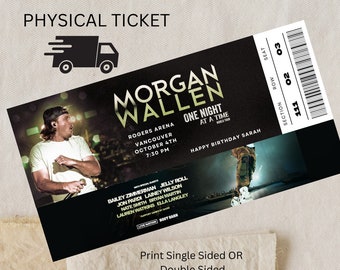 Concert Ticket, Physical Ticket, Personalized Conert Ticket, Custom Concert Ticket, Ticket Souvenir, Country Concert Ticket