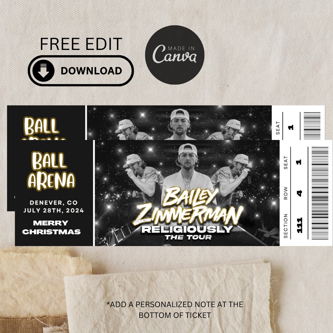 Bailey Zimmerman, Religiously Tour, Country Concert Ticket, Digital