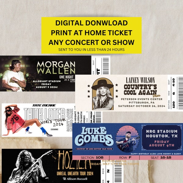 PERSONALIZED CONCERT Ticket, Country Concert Download, Event Ticket, Concert Ticket Gift, Editable Ticket Download, Concert Ticket Souvenir