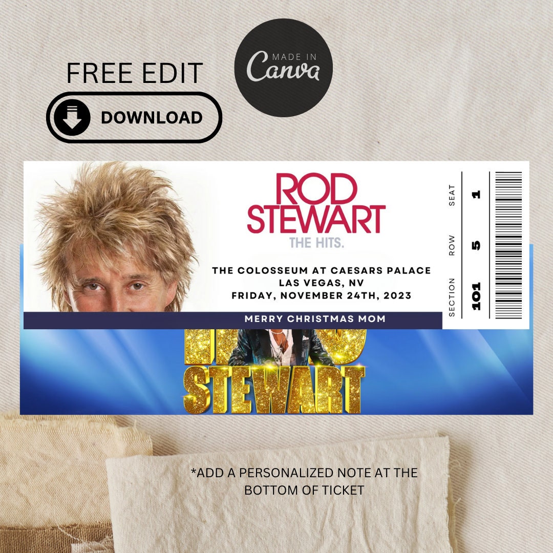 Editable Rod Stewart Ticket, Rod Stewart Las Vegas, Rod Stewart Concert