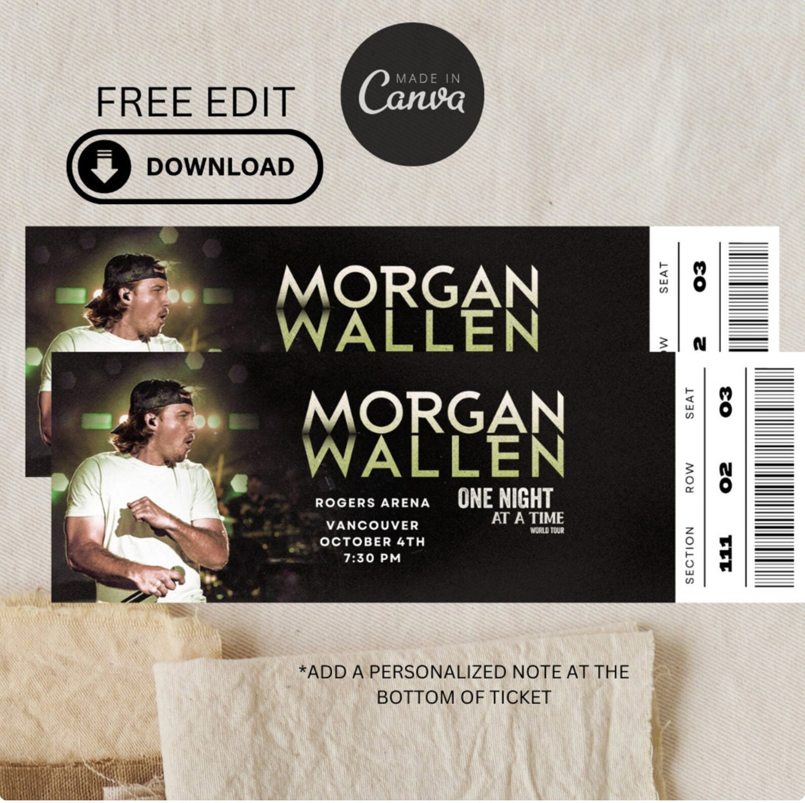 One Night at A Time Ticket Wallen Concert Etsy Canada