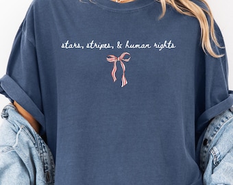 Camiseta de rayas y estrellas con colores cómodos para los derechos humanos - Camiseta de protesta del 4 de julio
