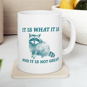It Is What It Is And It Is Not Great Mug Meme Coffee Mug Raccoon Coffee Mug Funny Racoon Mug Raccoon Gift Team Trash Raccoon Coffee Mug image 1