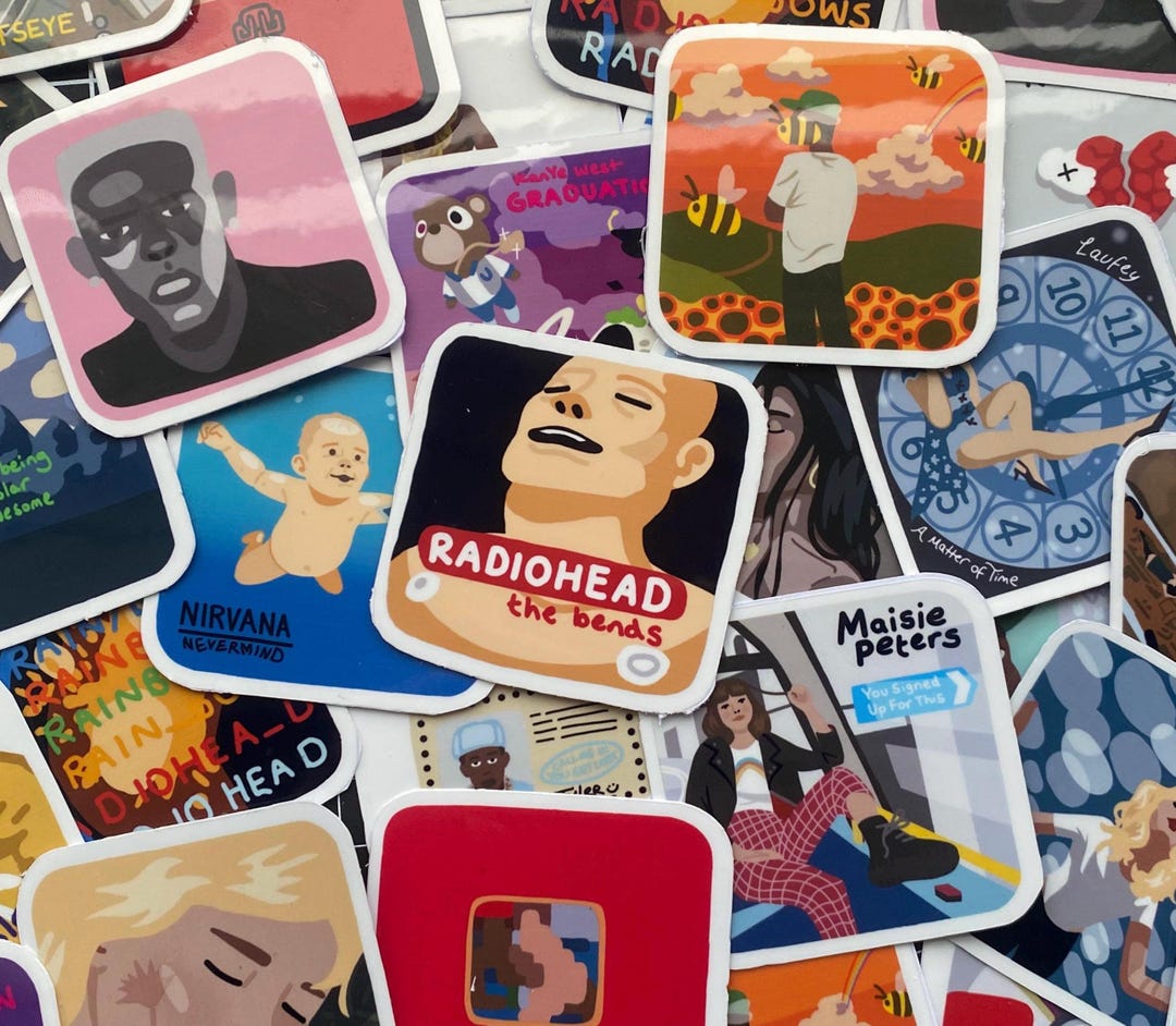 Hand Drawn Album Cover Stickers - Etsy