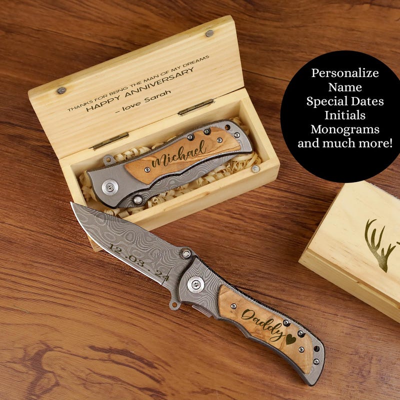 Engraved Pocket Knife & Box, Fathers day personable, Groomsmen Personable, Best Men Gifts, personable Wedding gift, Birthday gift-gifted
