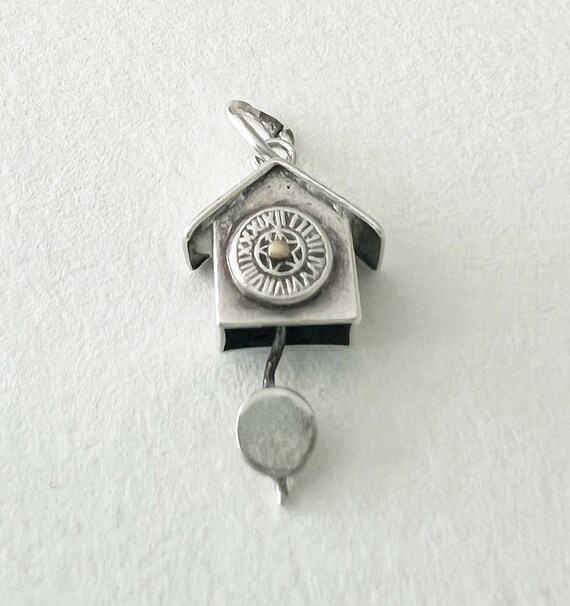 Vintage Silver Pendulum CLOCK CHARM - image 4