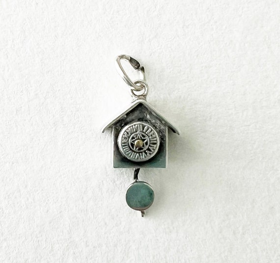 Vintage Silver Pendulum CLOCK CHARM - image 1