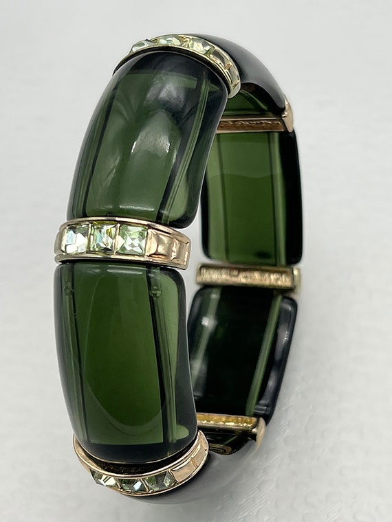 1940s LUCITE Green Translucent Bracelet Vi… Gem