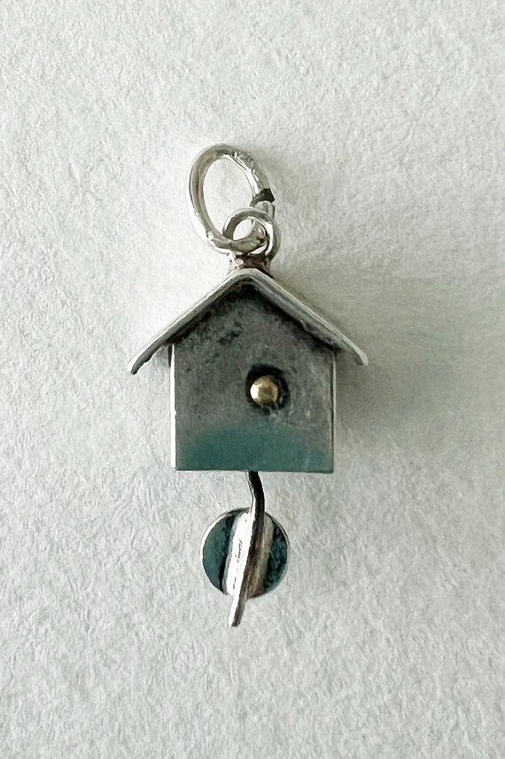 Vintage Silver Pendulum CLOCK CHARM - image 5