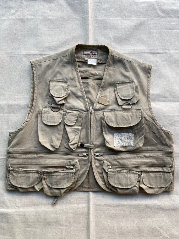Vintage 1970's Woodfield Cotton Fly Fishing Vest Size Medium 