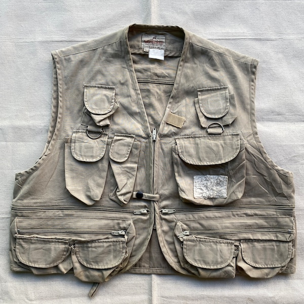 Gilet de pêche à la mouche en coton WoodField vintage des années 1970, taille moyenne