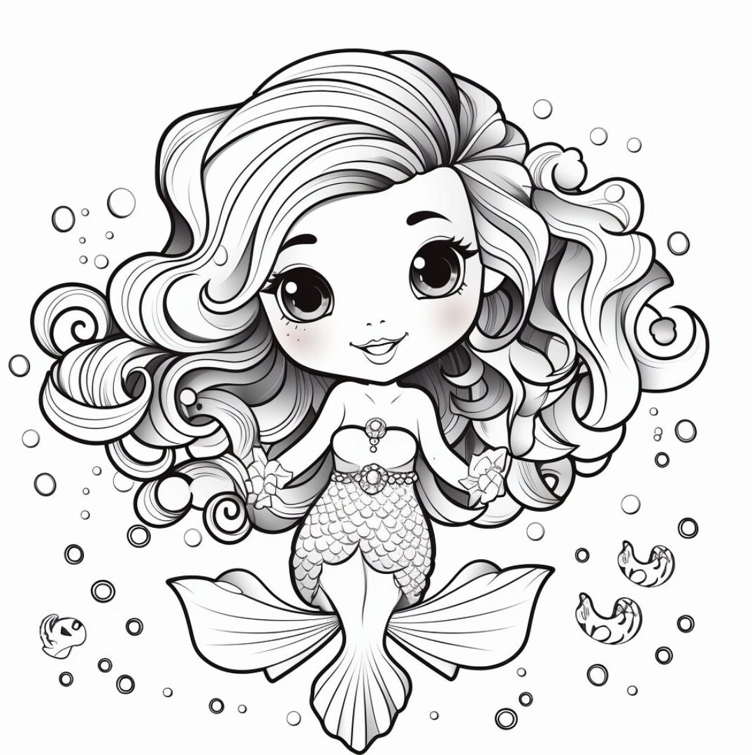 25 Cute Mermaid Coloring Book Includes 6 Free Pages All - Etsy