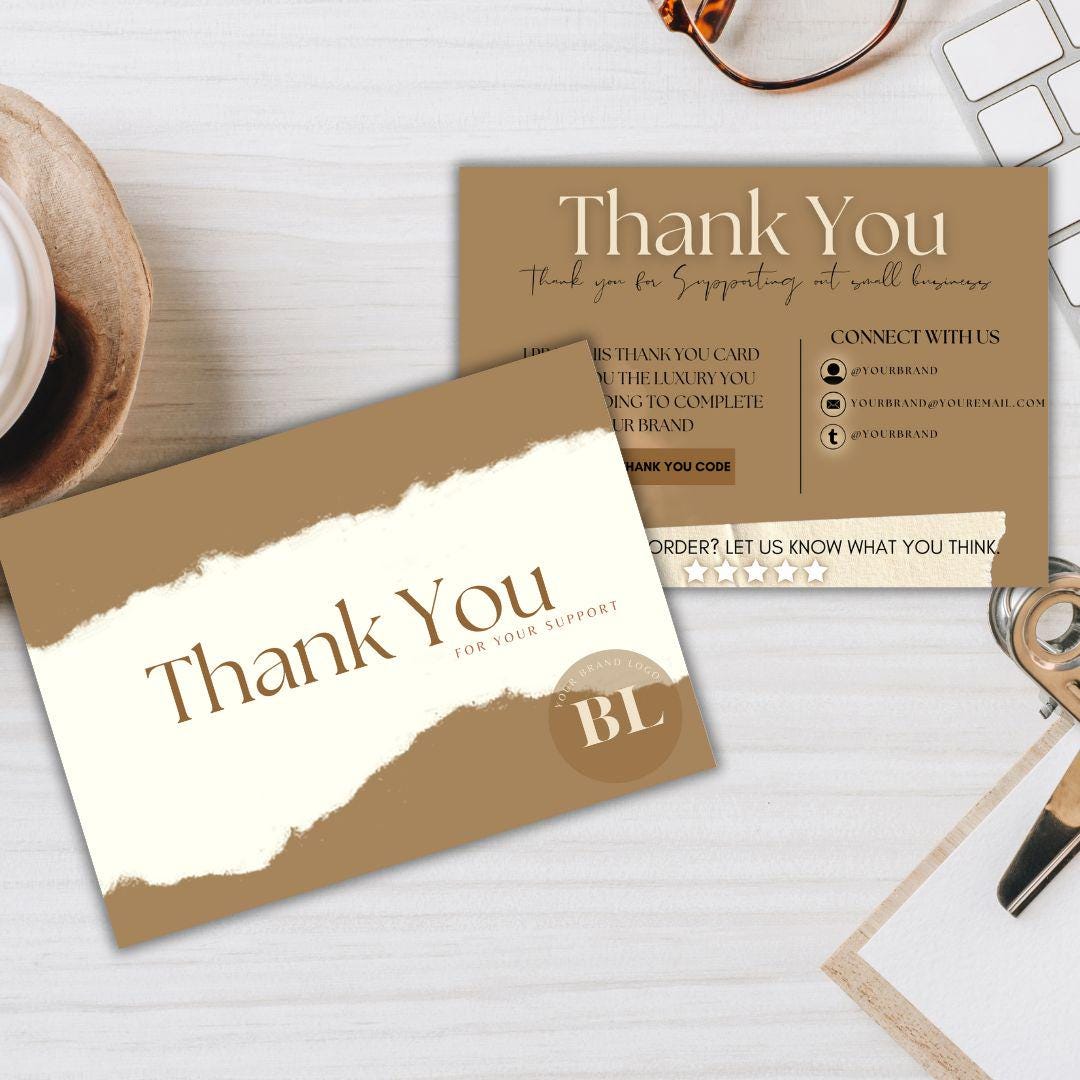 Luxury Thank You Cards Template Canva, Editable Small Business Luxury ...