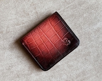 Red Hand Painted Leather Card Holder - Briller Leathercrafts