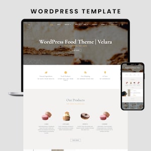 Modelo de blog de culinária para WordPress | Tema para site de padaria com Elementor Pro | Modelo para loja WooCommerce | Design responsivo
