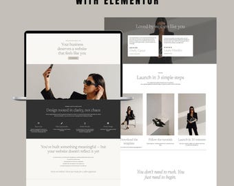 Einseitige WordPress Website Vorlage | Elementor | Minimales feminines Design | Für Handys geeignet