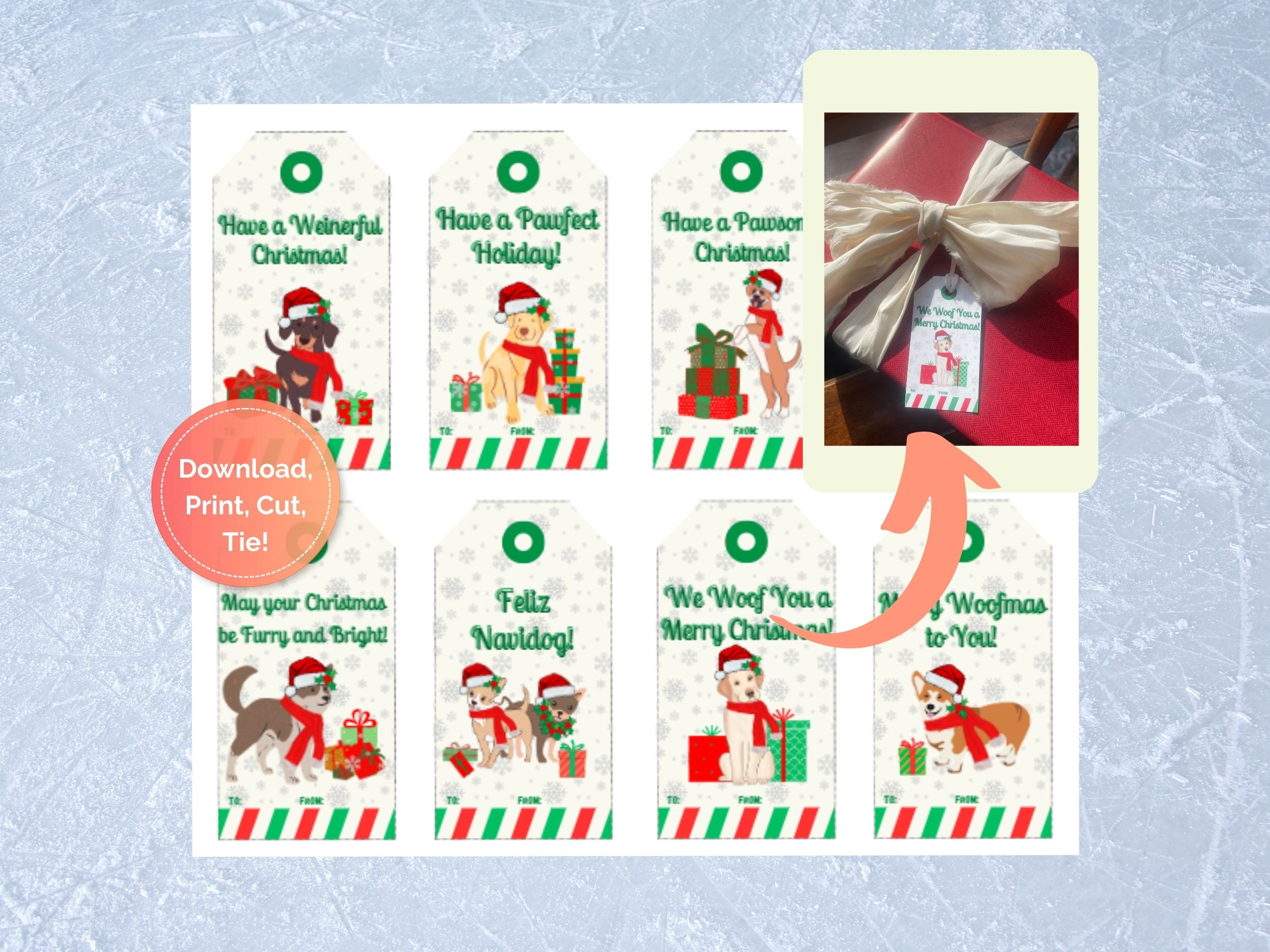 Printable Christmas Dog Gift Tags Dog Mom Gift Dog Lover - Etsy