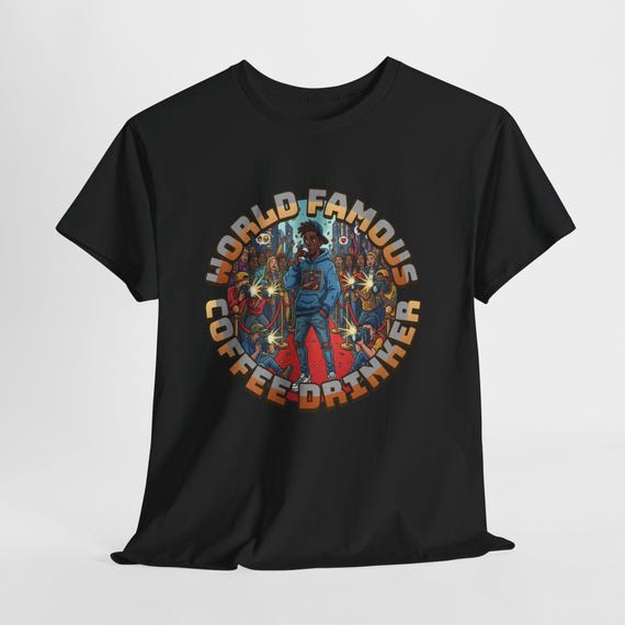 World Famous Coffee Drinker Tee — Retro Coffee Lover Graphic T-Shirt