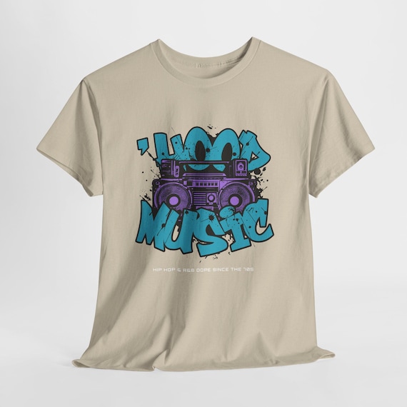 Boom Box Hood Music Tee | 70s Hip Hop and R&B Graffiti T-Shirt