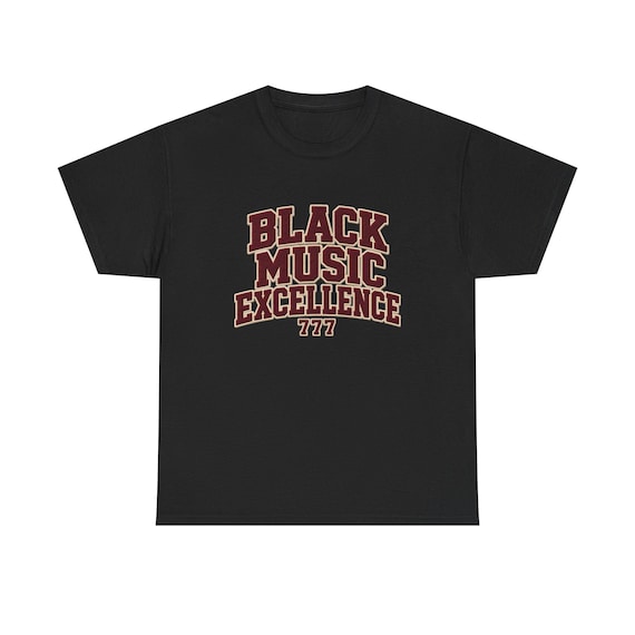 Black Music Excellence 777 Tee | Retro Collegiate Lettering