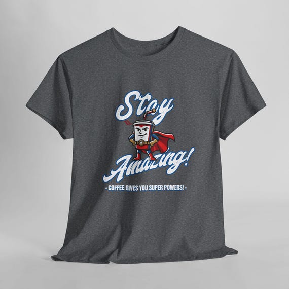 Coffee Superhero Graphic Tee: Stay Retro Cartoon Shirt