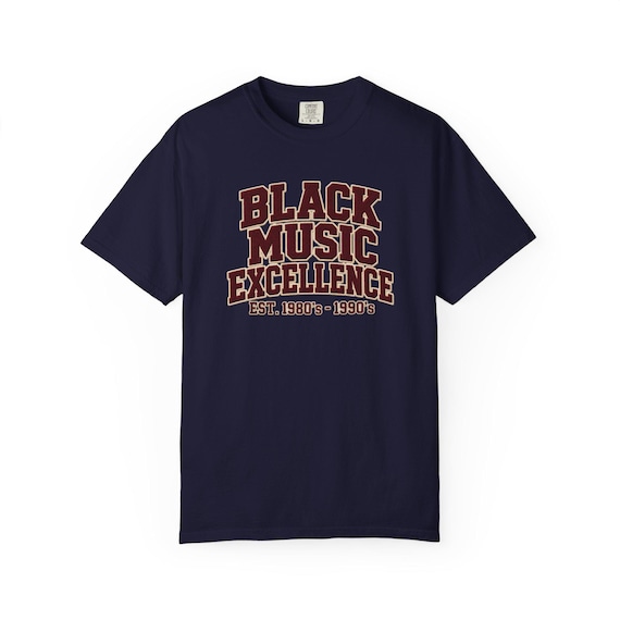Black Music Excellence 1980's-1990's Tee | Retro Collegiate Music Typography